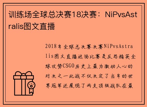 训练场全球总决赛18决赛：NiPvsAstralis图文直播